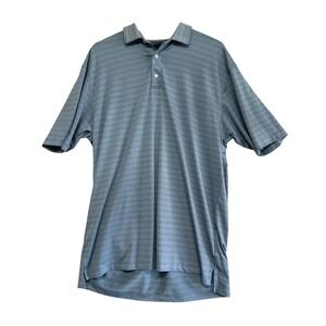 Dunning Golf Mens Sz XL Blue Striped Short Sleeve Performance Polo Shirt Stretch